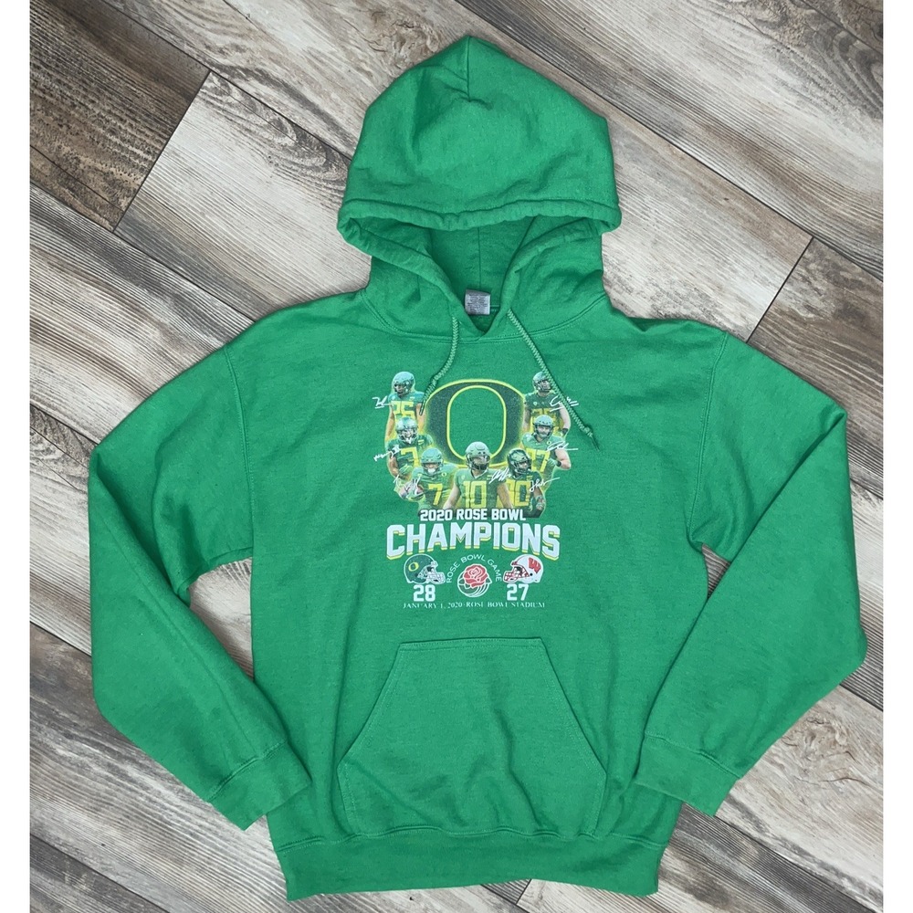 Oregon Ducks Hoodie‎ Adult S Green 2020 Rose Bowl Champions Gildan
